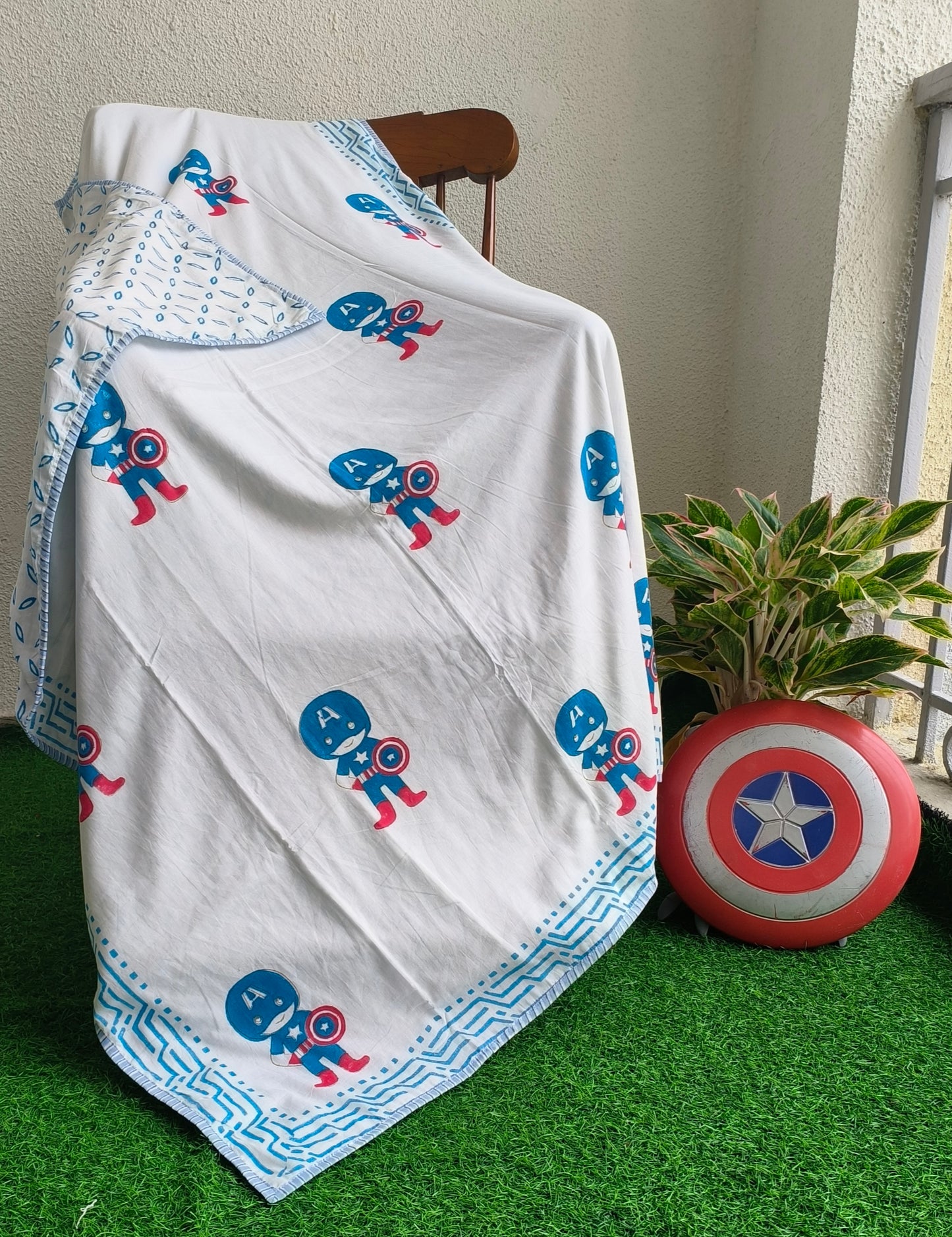 Captain America-Themed Kids' Dohar – Soft & Cozy