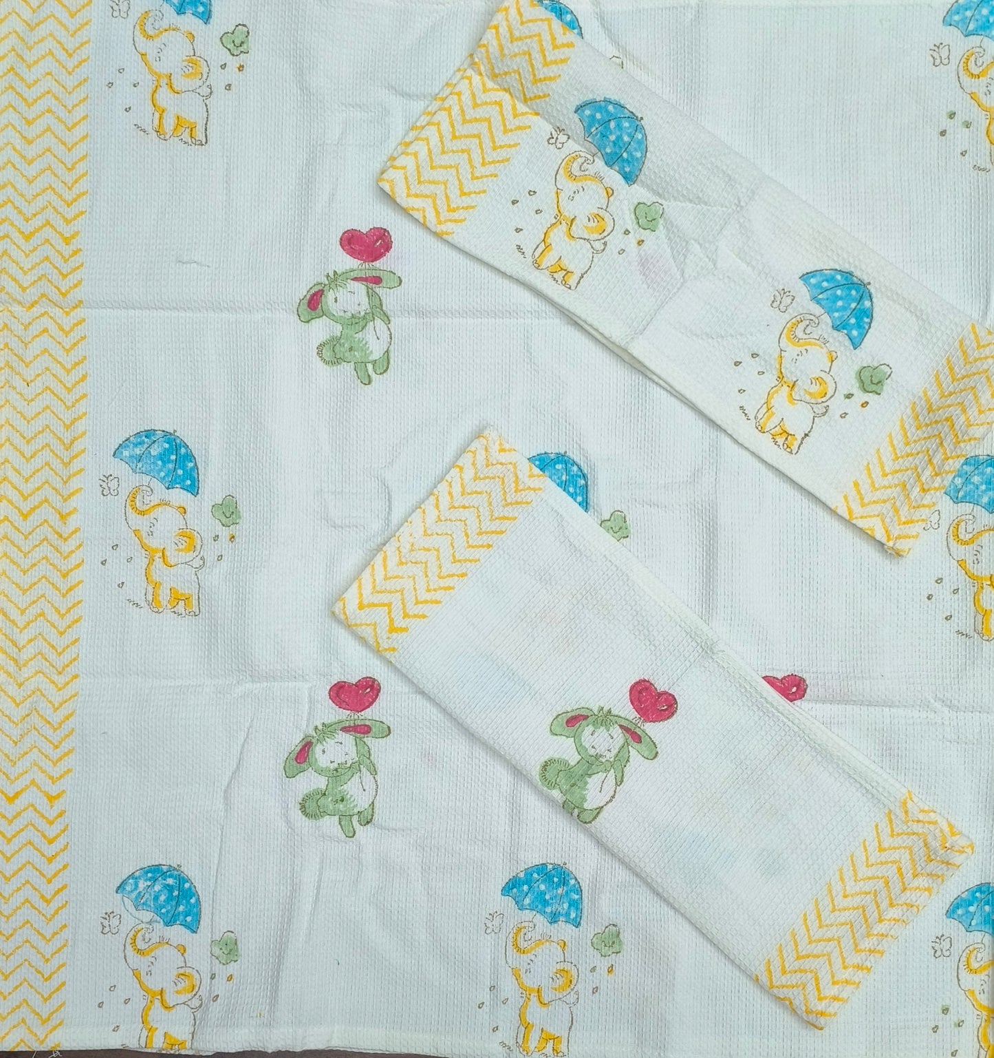 Adorable Elephant & Bunny Cotton Towel Set – Soft & Absorbent for Kids