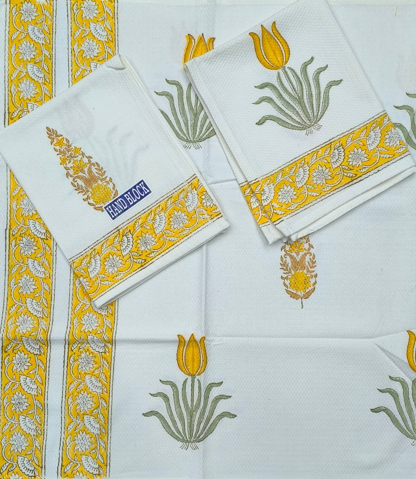 Elegant Hand-Block Printed Cotton Towel Set – Jaipuri Thread