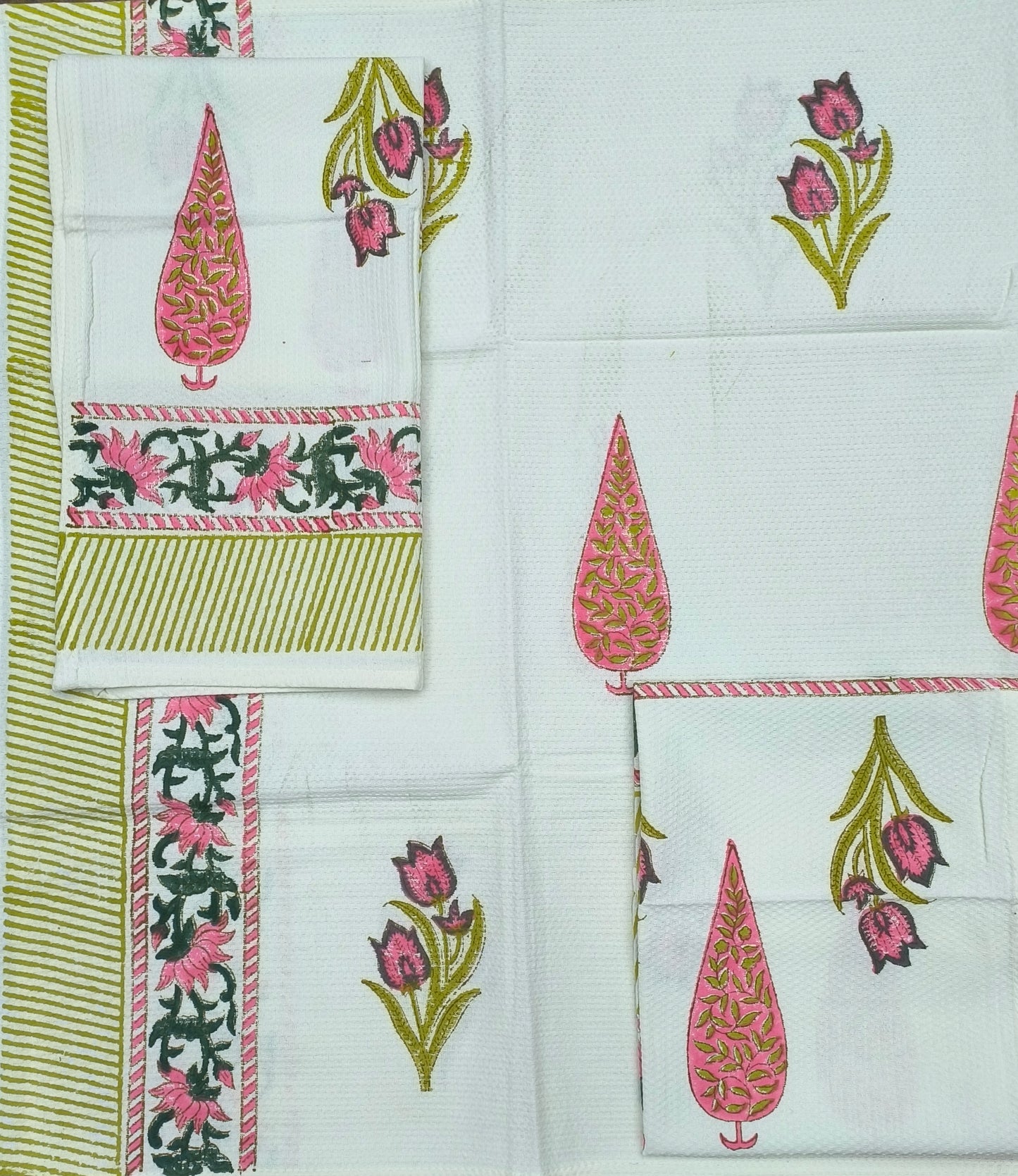 Jaipuri Hand-Block Printed Cotton Towel Set – Royal Mughal Touch