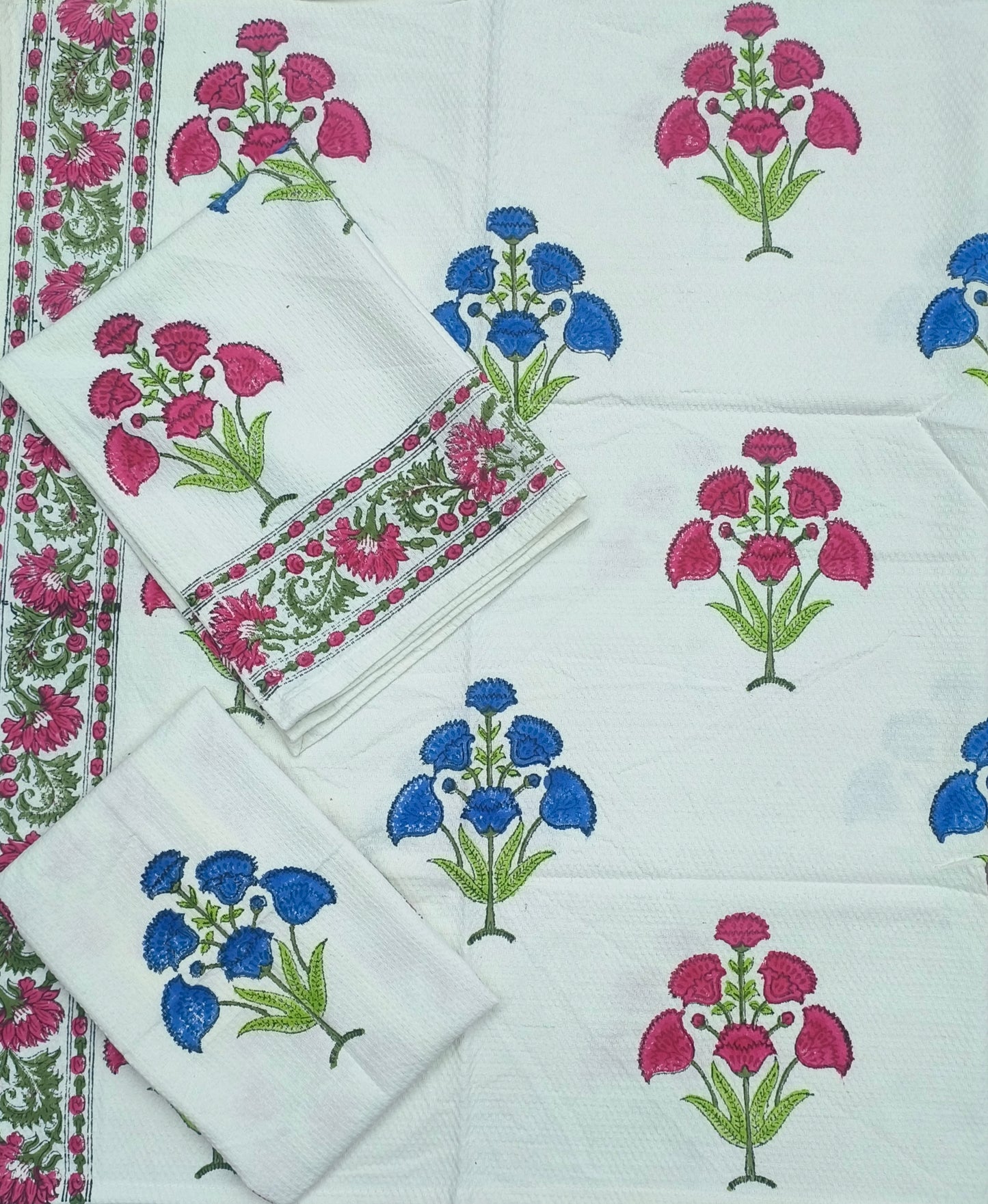 Handcrafted Jaipuri Cotton Towel Set – Floral Elegance