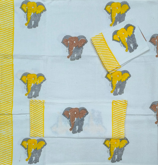 Majestic Elephant-Themed Cotton Towel Set – Soft & Absorbent